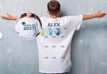 Load image into Gallery viewer, Class of 2038 handprint shirt (Year and name can be modified, see description for instructions)
